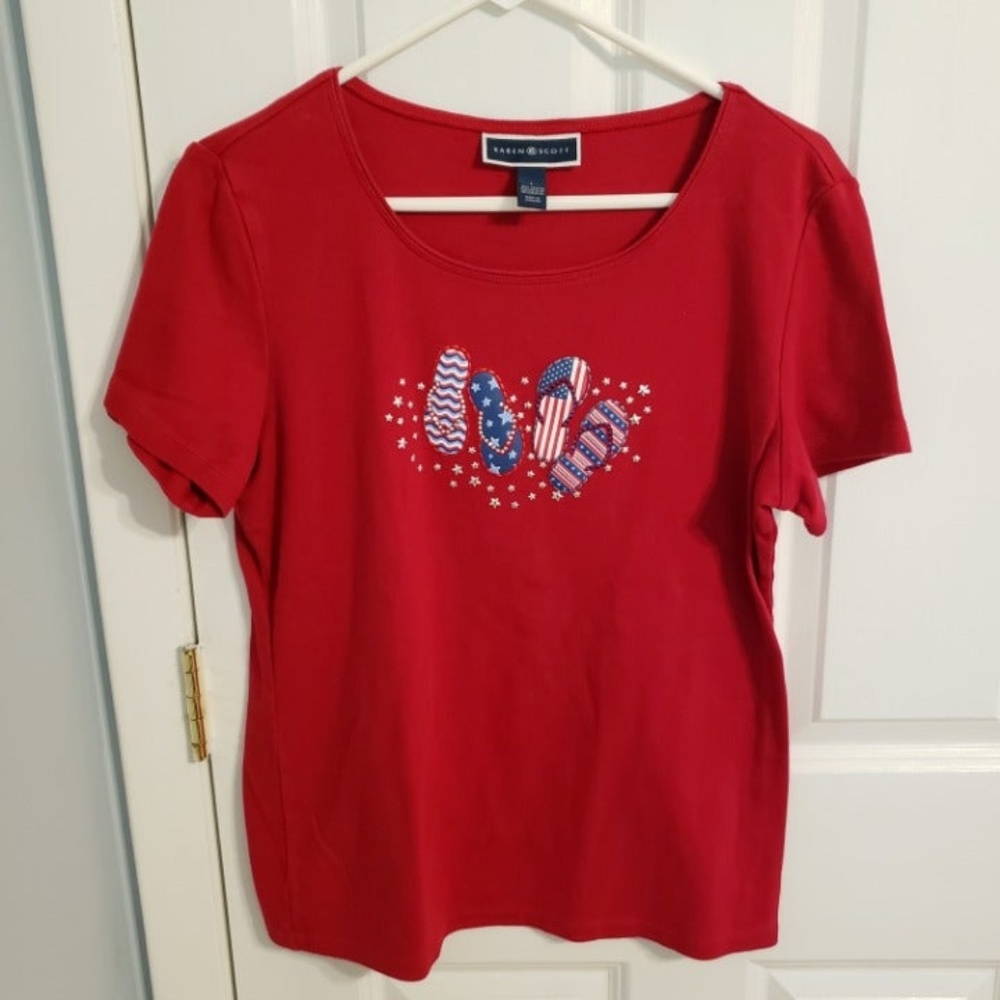 Karen Scott Patriotic USA Flip-Flop T-Shirt